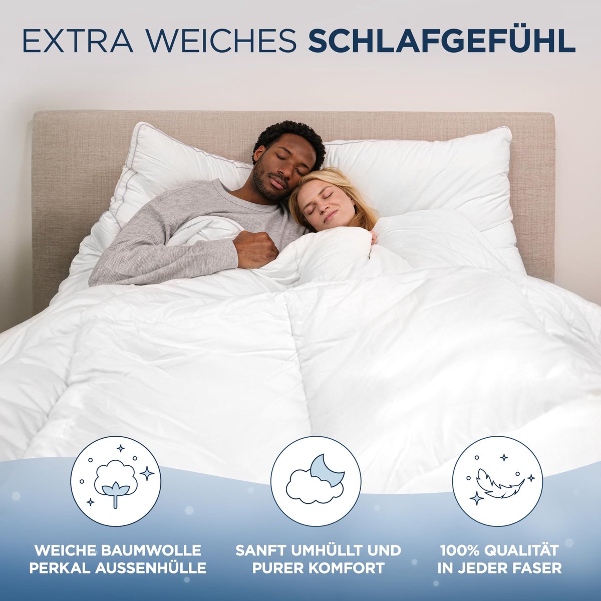 SnelShoppen - Premium winterdeken 220x240 cm, Oeko-Tex gecertificeerd, knuffelige katoen slaapdeken, warm dekbed voor winter, dekbed met 100% katoen b