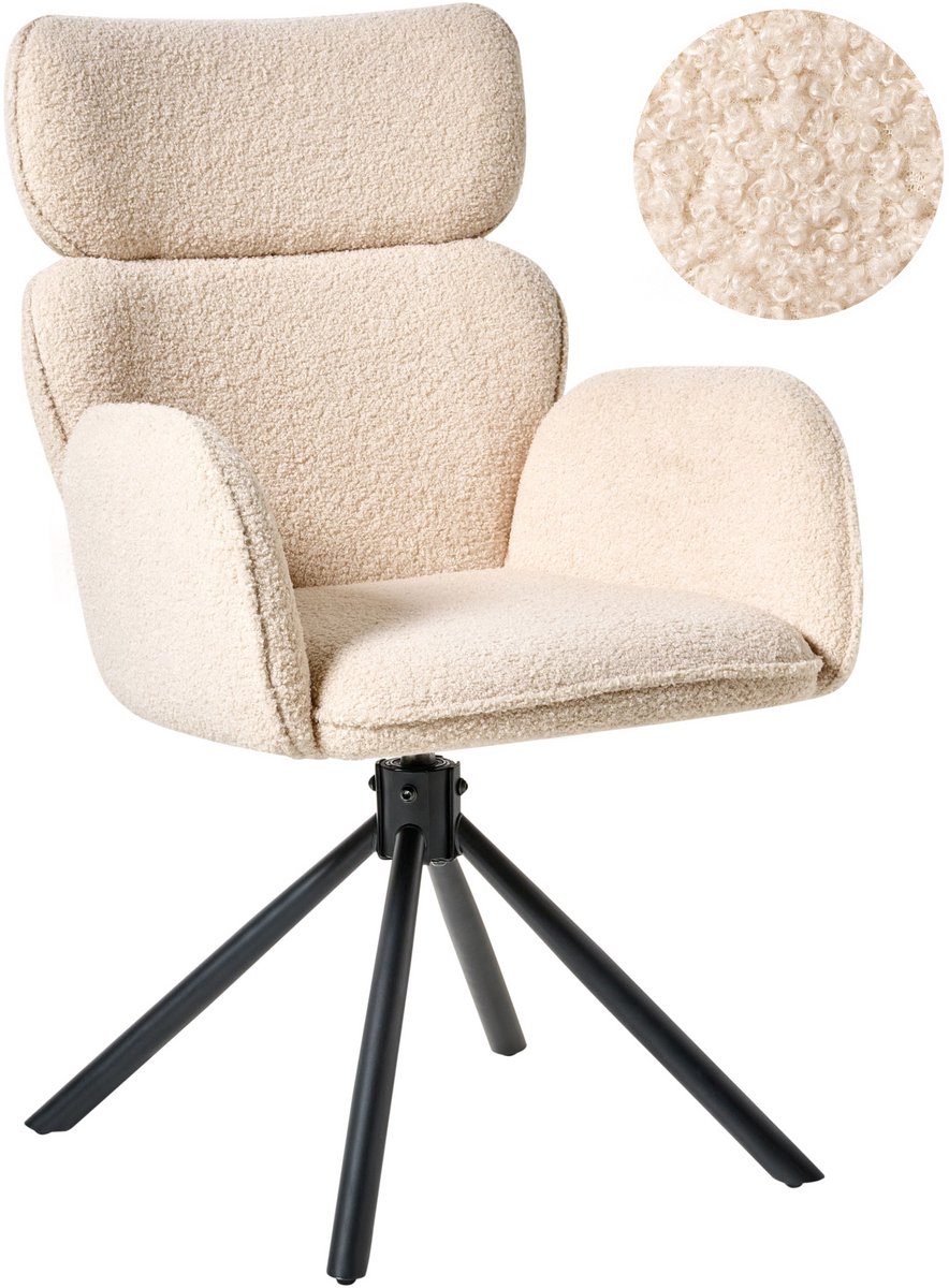 Beliani ALENE - Eetkamerstoel - Lichtbeige - Bouclé