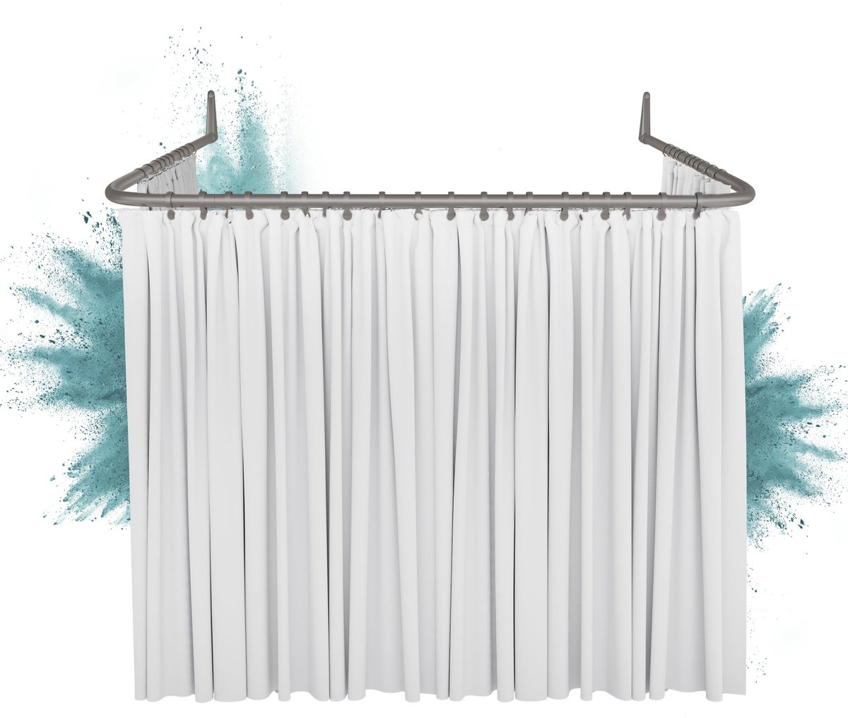 SnelShoppen - Douchegordijnstangen zonder Plafondbevestiging 85x95x85 cm, Mat Zilver, 100% Roestvrij Staal, PVC Vrij Kunststof Gecoat, Douchestang voo