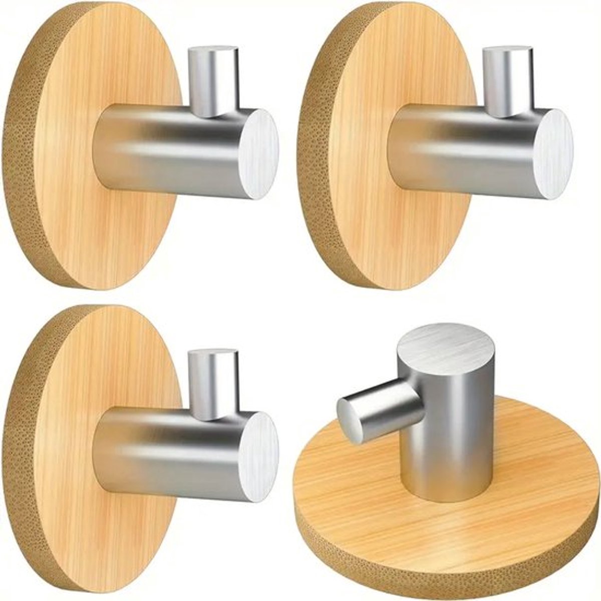 4-delige spijkervrije klevende haken, antislip en roestvrije douchewandbevestiging, waterdichte badkamer, keuken, kantoor, ophanghulp