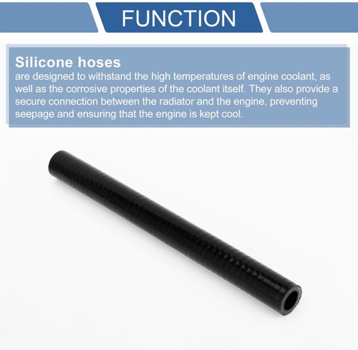 Siliconen Slang 300 mm - Binnendiameter 18 mm - Temperatuurbestendig tot 300 °C - Meerlaags Geweven - Zwart - Schokbestendig - Koelslang