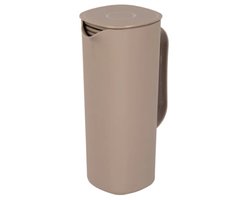 Tuffex | Waterkan met deksel - 1.8 liter - taupe - schenkkan- kunststof - vierkant schenkkan die in de koelkastdeur past