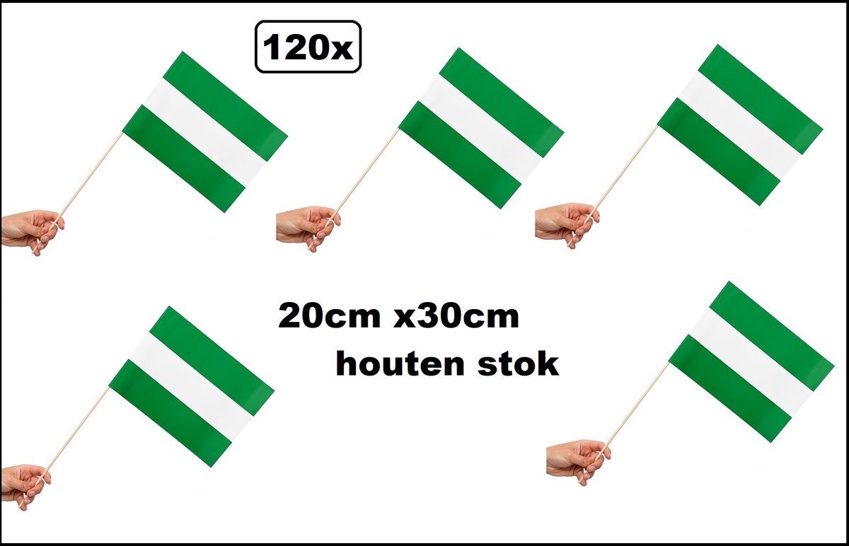 60x Luxe Zwaaivlaggetjes op houten stok Rotterdam 20cm x 30cm - Luxe zwaai vlaggetjes thema feest voetbal festival uitdeel