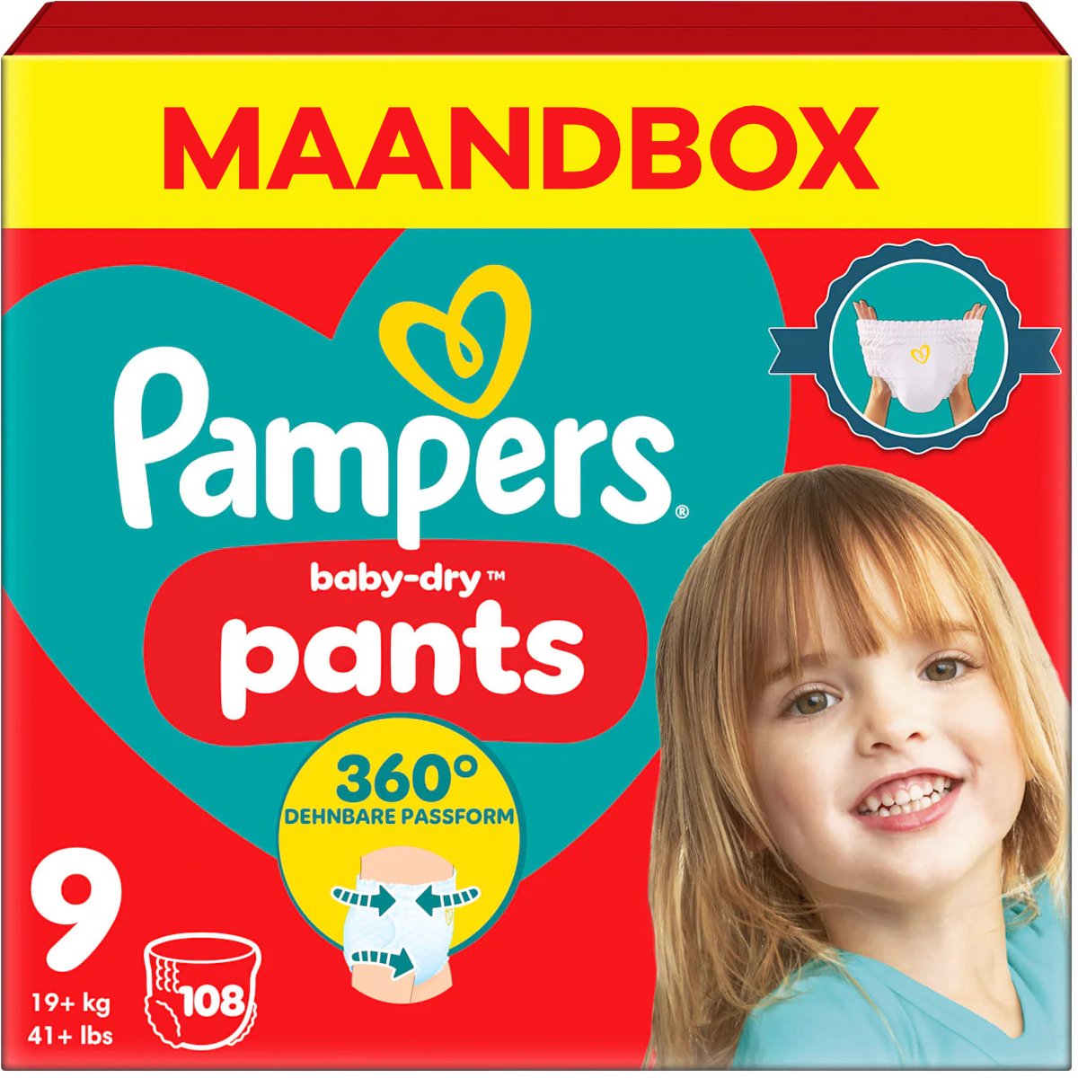 Pampers - Baby Dry Pants - Maat 9 - Maandbox - 108 stuks - 19+ KG