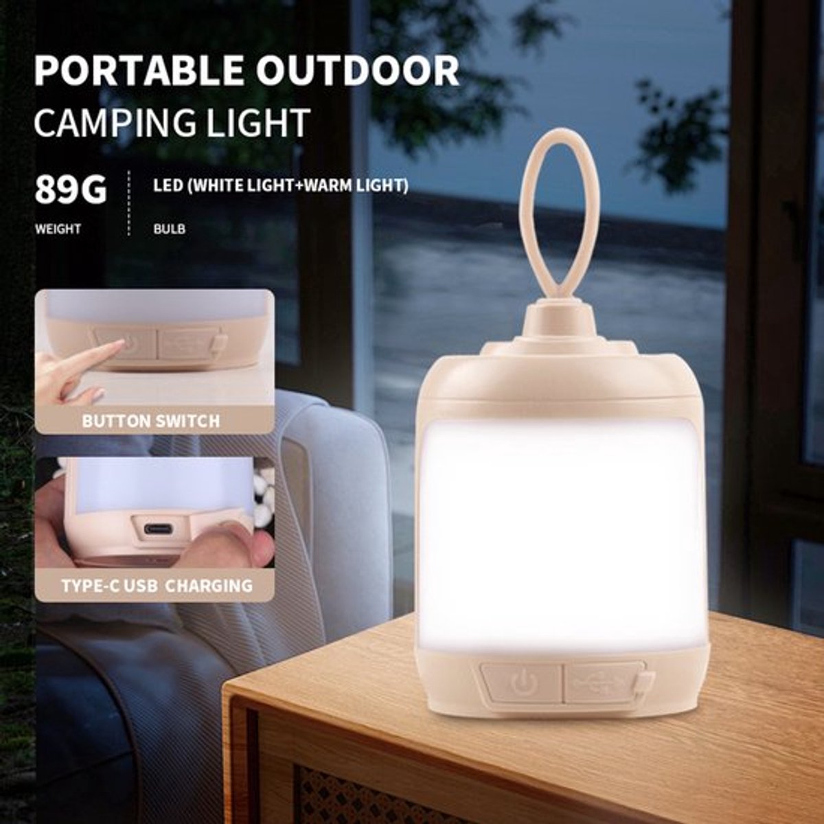 Mini campinglamp voor buiten, sfeerverlichting, oplaadbaar via USB, superheldere LED-verlichting, tentlamp, draagbare tafellamp