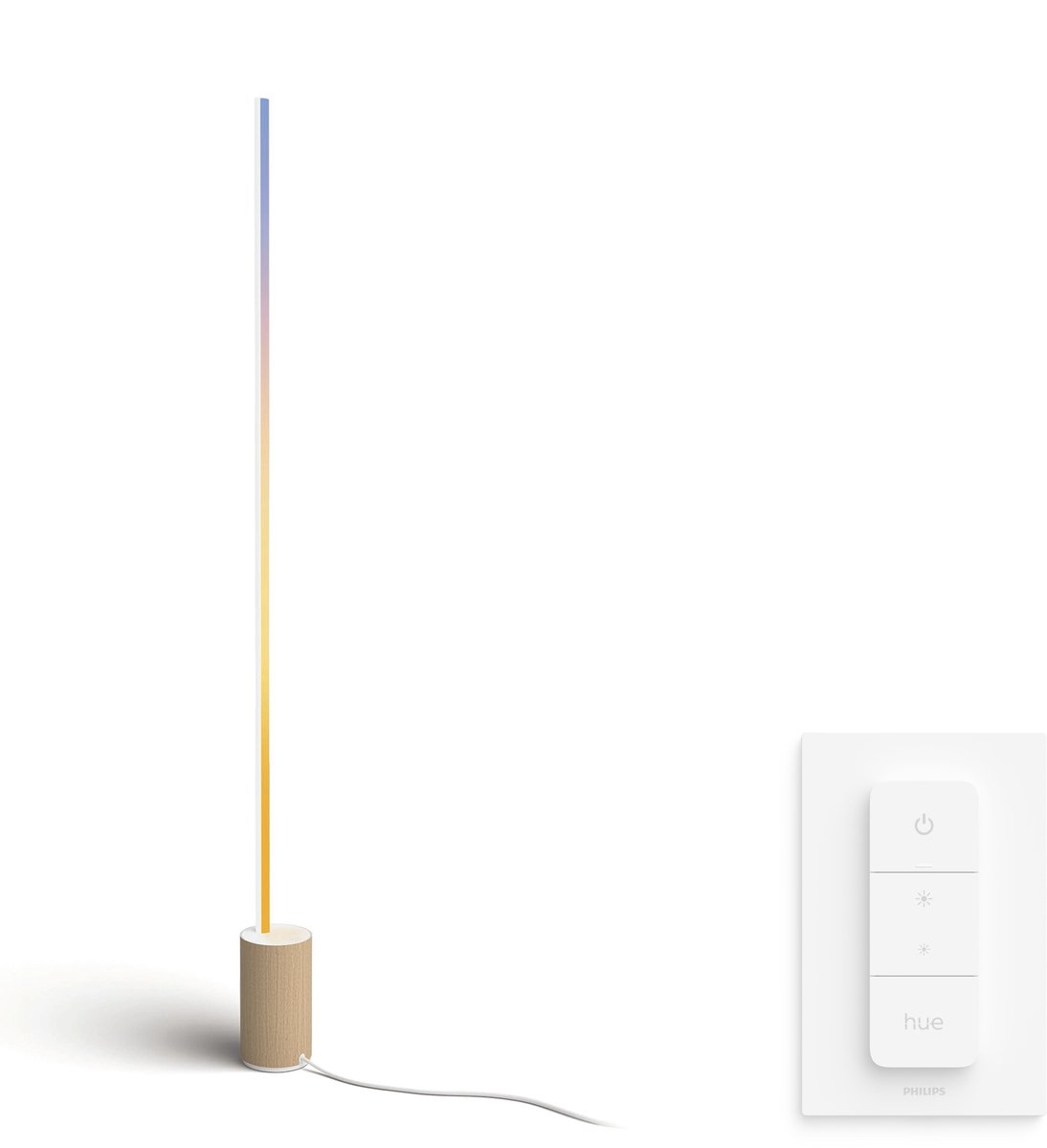 Philips Hue Signe Vloerlamp (Hout) - Wit en Gekleurd Licht - Incl. Hue Dimmer Switch - Hue White and Color Ambiance