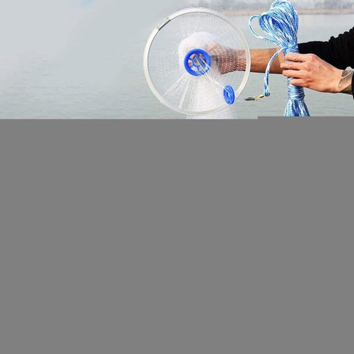 Visnet Hoogwaardige Nylon Monofilament - Sportvisnet - Handwerpnets - 0,5 Inch Maaswijdte - 8 Meter Handtouw - Duurzaam en Sterk - Handvisnet
