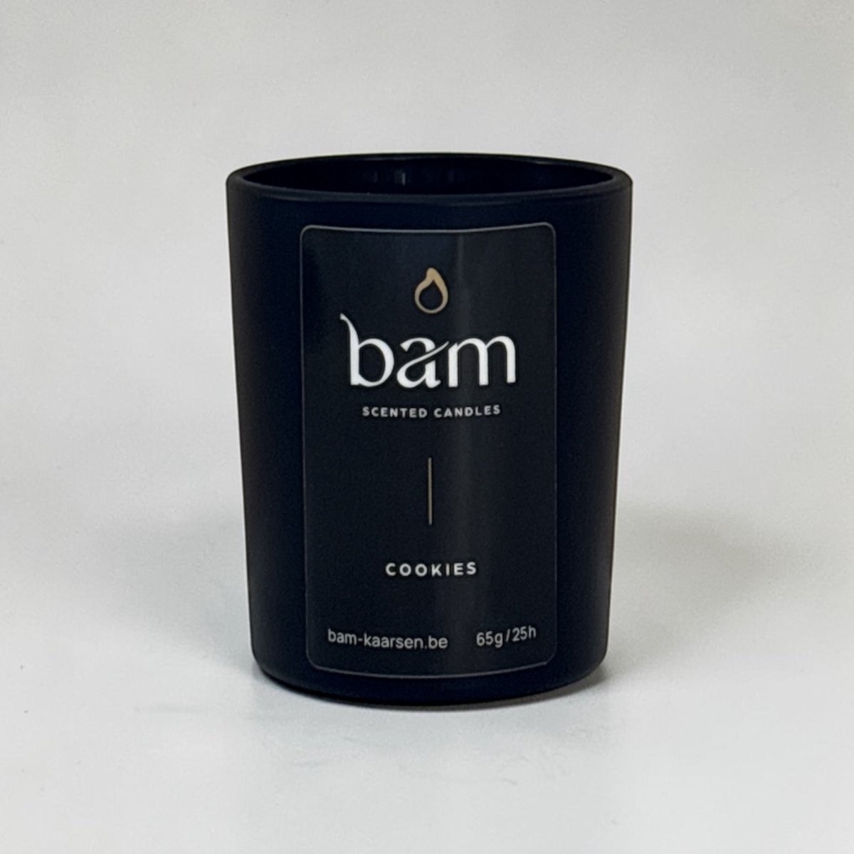 BAM Mini Cookies Geurkaars – Houten Wiek – Vegan Geurkaars van Zonnebloemwas – 25 Branduren – Zwart Potje – Handgemaakt in België