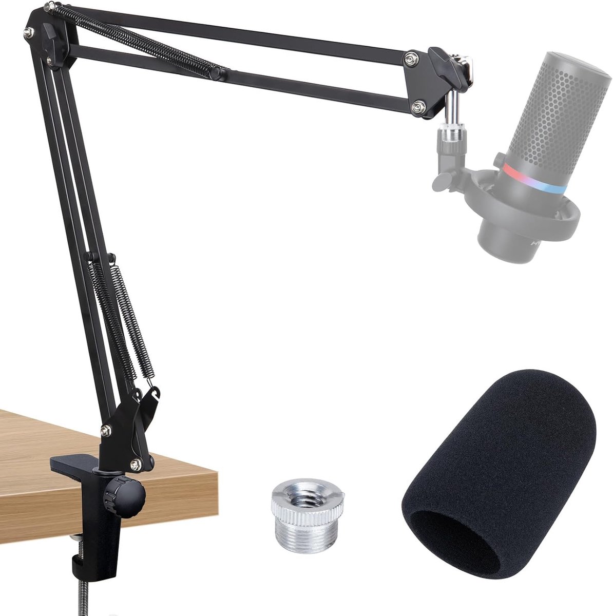 SnelShoppen - HyperX DuoCast Microfoonstandaard met Boom Arm - Compatibel met HyperX DuoCast - Stijlvol Zwart Gelegeerd Staal - Voor Streaming, Podcas