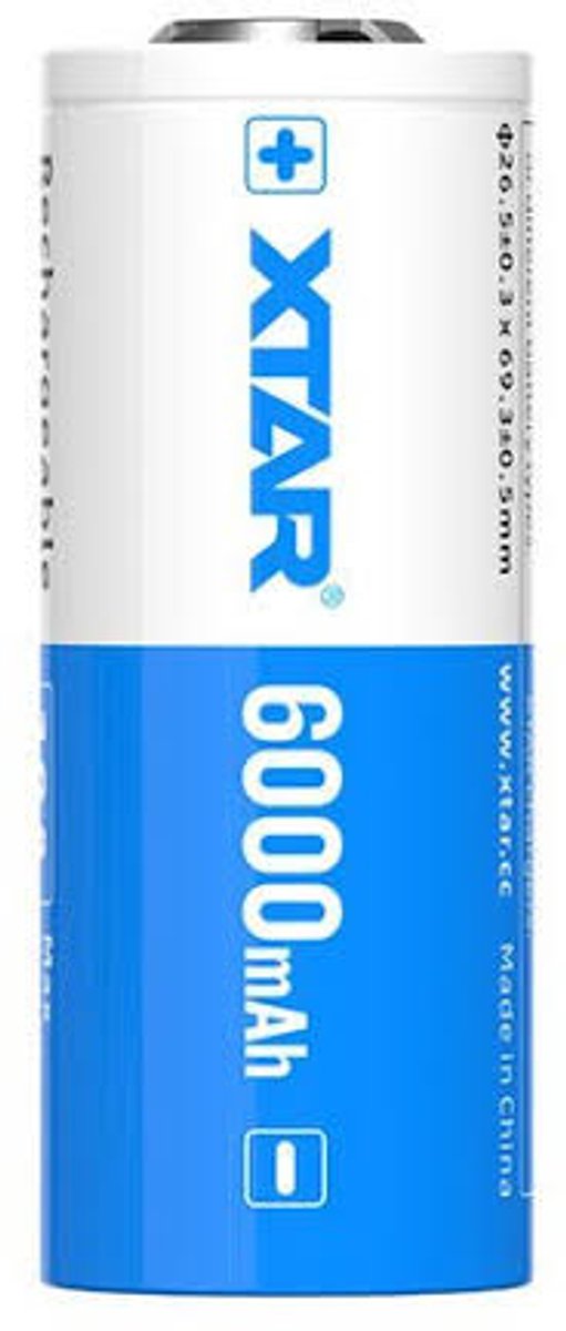 Xtar 26650 6000mAh XTAR 6000mAh protected rechargeable battery big button top