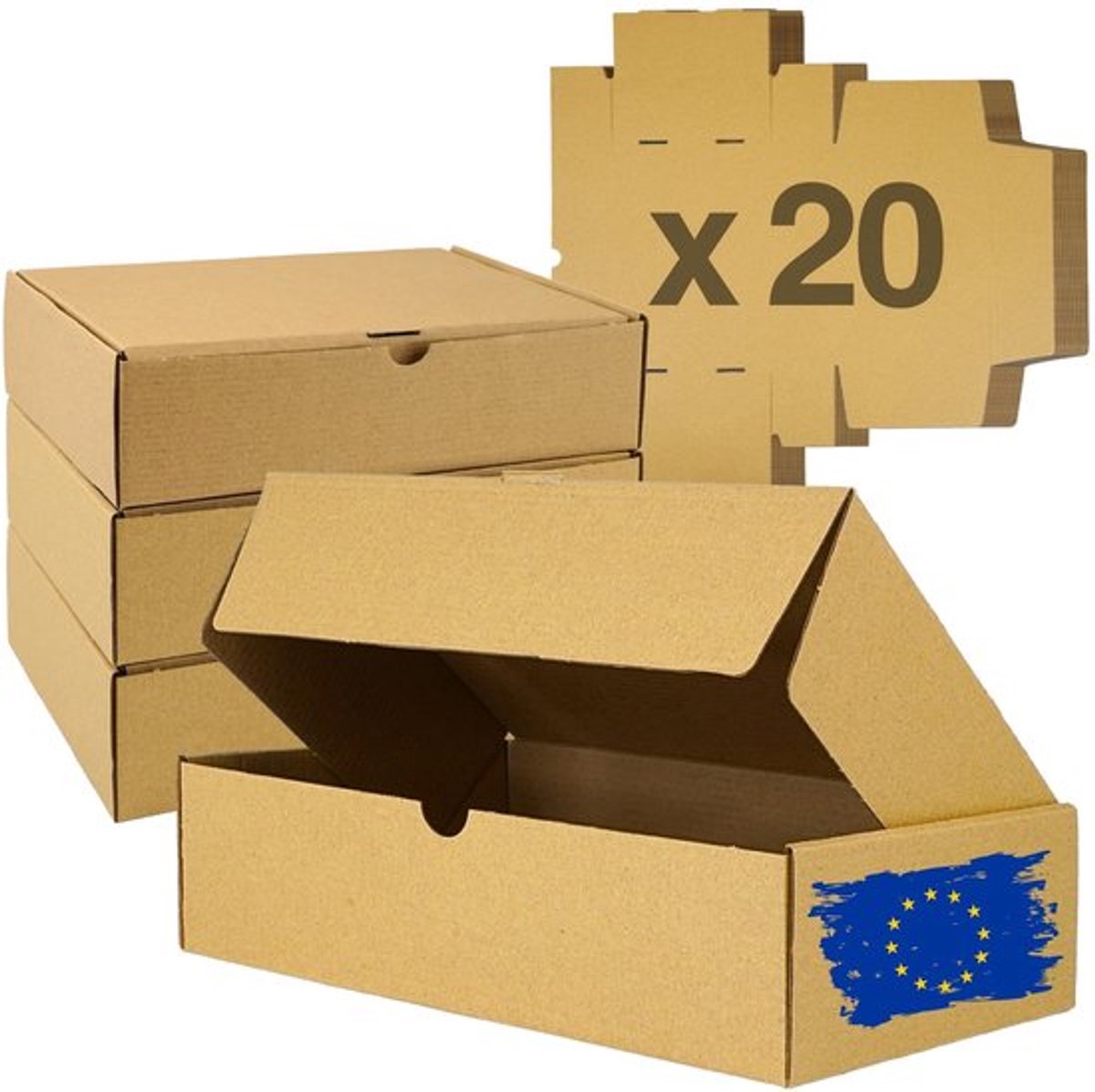 Verzenddozen 20 stuks - Kartonnen Dozen - Verzendverpakkingen - Geschenkdozen - 17 x 16,5 x 6 cm - Gerecycled Materiaal