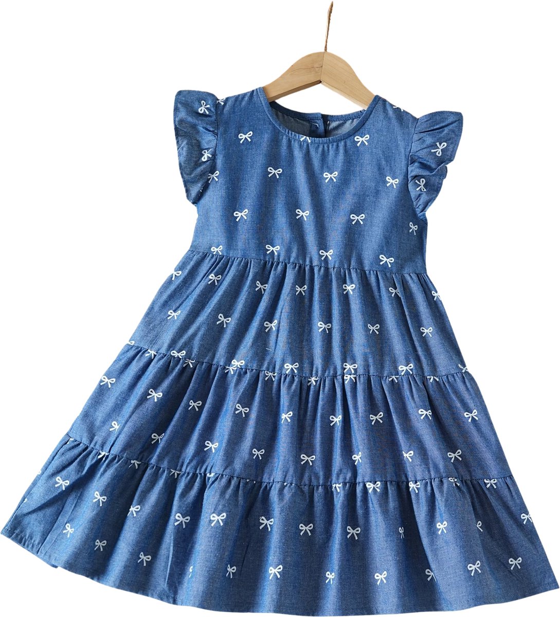 Currero Zomerjurk Meisjes Zomerjurken Kinderen Jurk Meisje Ibiza Stijl Sundress Kinderkleding 4-5 Jaar Blauw