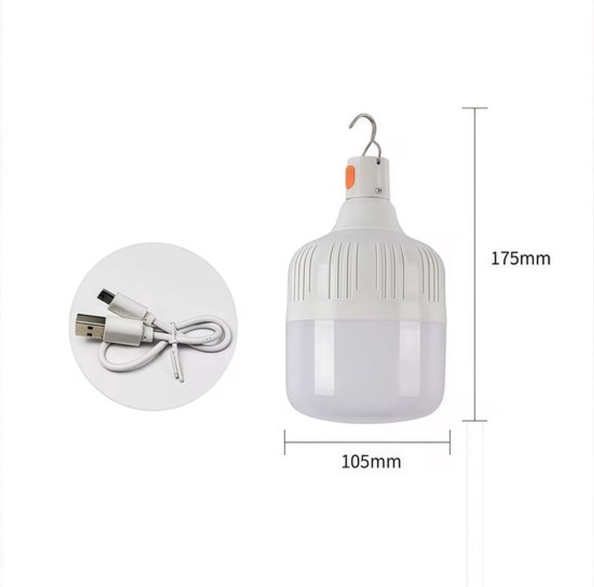 Campinglamp, 1 stuk, oplaadbaar, LED-tentlamp, gloeilamp, op te hangen, 3 lichtmodi, met h