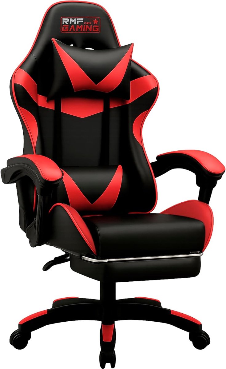SnelShoppen - Professionele Gaming Stoel - Ergonomisch & Inklapbaar - Comfortabele Gaming Stoel met Voetensteun - Draaibare Wielen, Hoogte Verstelbaar