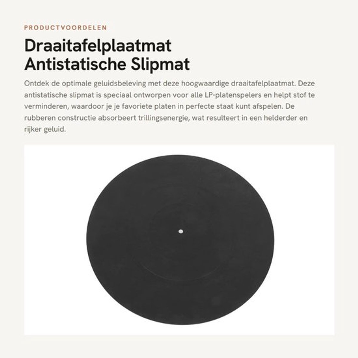 Draaitafelmat 12 Inch - Antistatische Slipmat - Rubber - Vermindert Trillingen - Verbetert Geluidskwaliteit - Krasbestendig - Platenspelermat