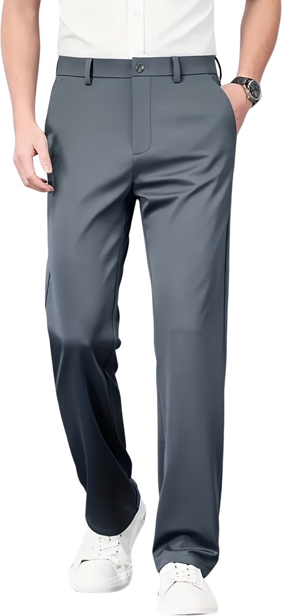 Currero Pantalon Heren Chino Regular Fit Golfbroek Nette Broek Met Elastische Tailleband Volwassenen 4XL Grijs