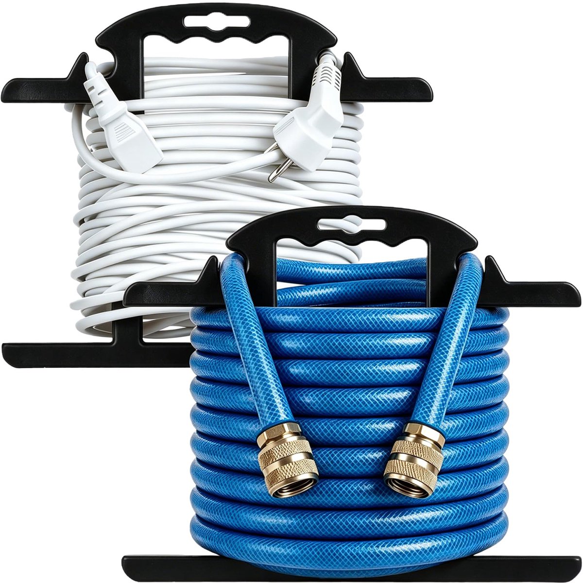 SnelShoppen - Set van 2 Zware Kabelhaspels, H-vormige Verlengkabelhaspel met Draaggreep voor Tuingereedschap, Kerstverlichting, Campingkabels, Slangen