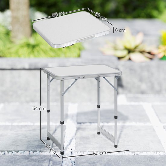 1 stuk - Vouwbare tafel - Camping tafel - Tuin tafel - Hoogte verstelbaar - Aluminium legering - Medium density fiberboard - Wit — afbeelding 2