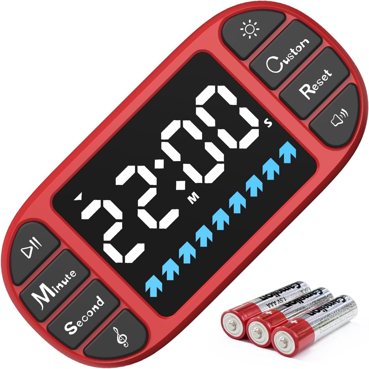 SnelShoppen - Digitale Keuken Timer met Magnetische Countdown, Groot 3,6 Inch LED Display, 3 Helderheidsniveaus, 4 Geluidniveaus en Alarmgeluiden voor