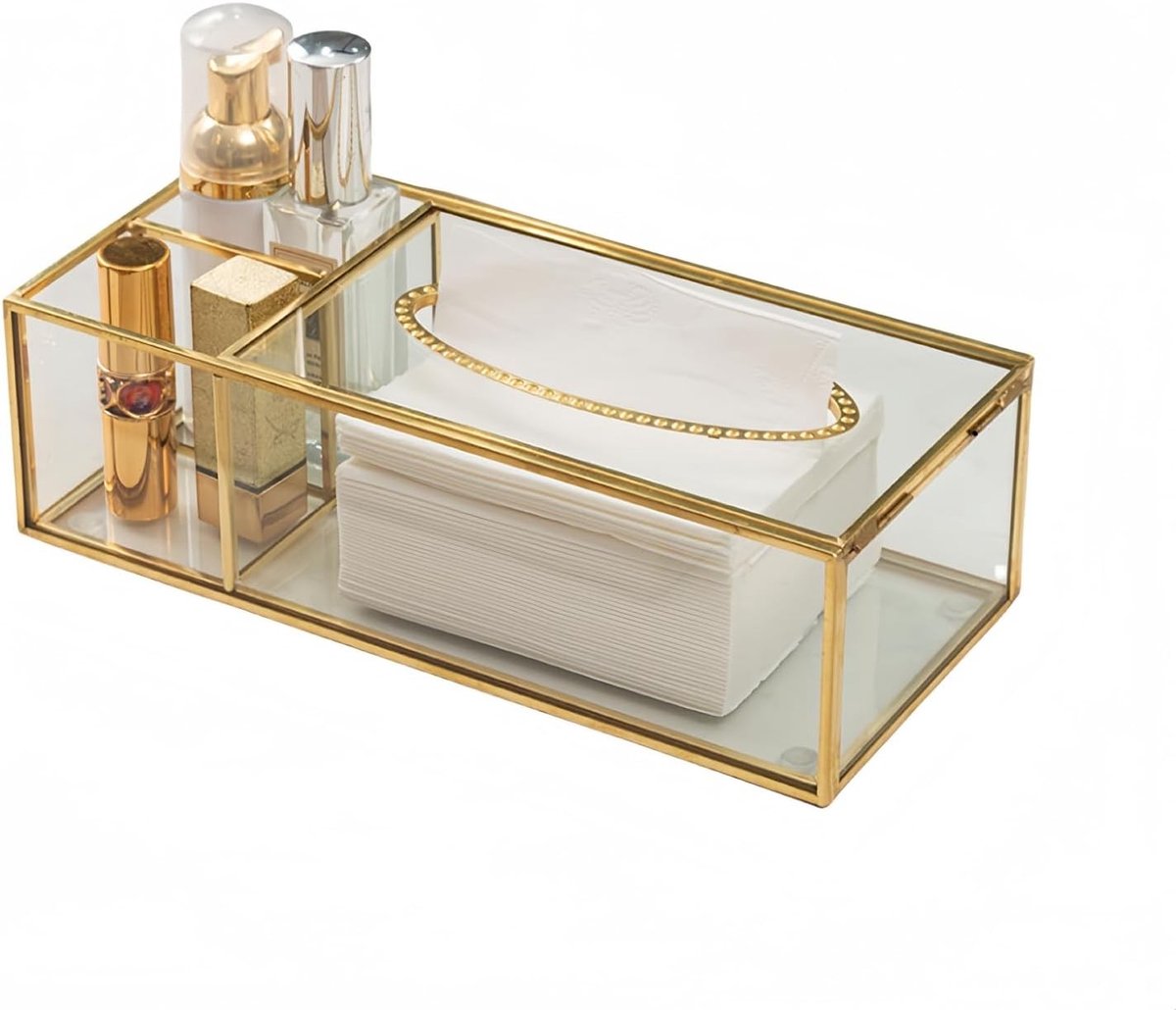 Elegante Gouden Tissue Box Cover, Rectangulaire Houder voor Papieren Zakdoeken, Perfect voor Thuis of Kantoor Decoratie