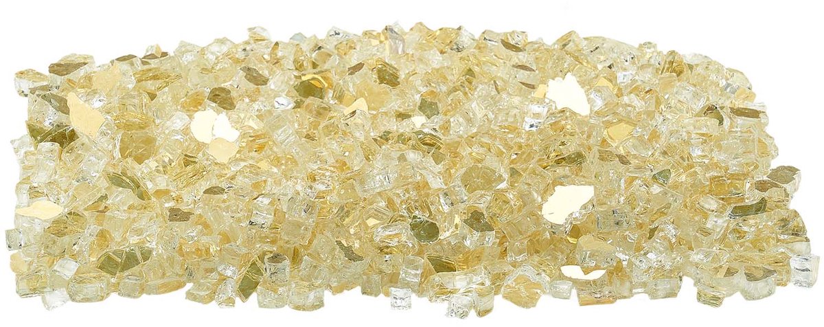 Vuurglas, 4,5 Kg Hittebestendige Glasstenen, 12,7 mm Reflecterende Glasparels voor Haarden, Glazen Haardstenen, Decoratief Haardglas, Vuurkristallen, Vuurparels, Geschikt voor Haarden, Goudkleurig