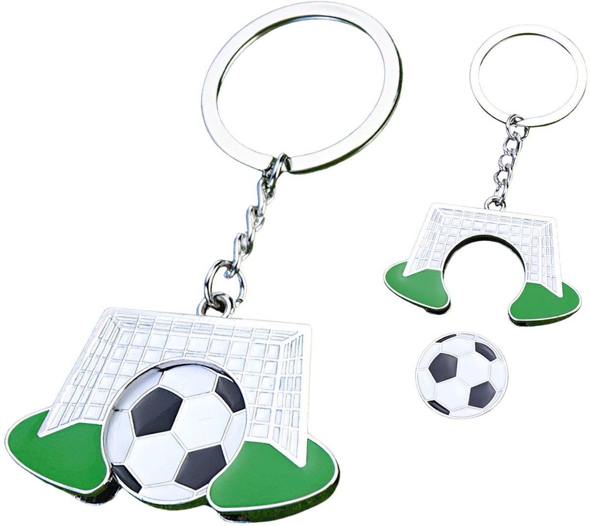 Ainy - Sleutelhanger voetbal doelpunt | Muntje voor boodschappenwagen / winkelmandje | metaal sleutelhangers voor volwassenen en kinderen | Gadgets autoaccessoires | Ideaal voor sleutels of rugtas