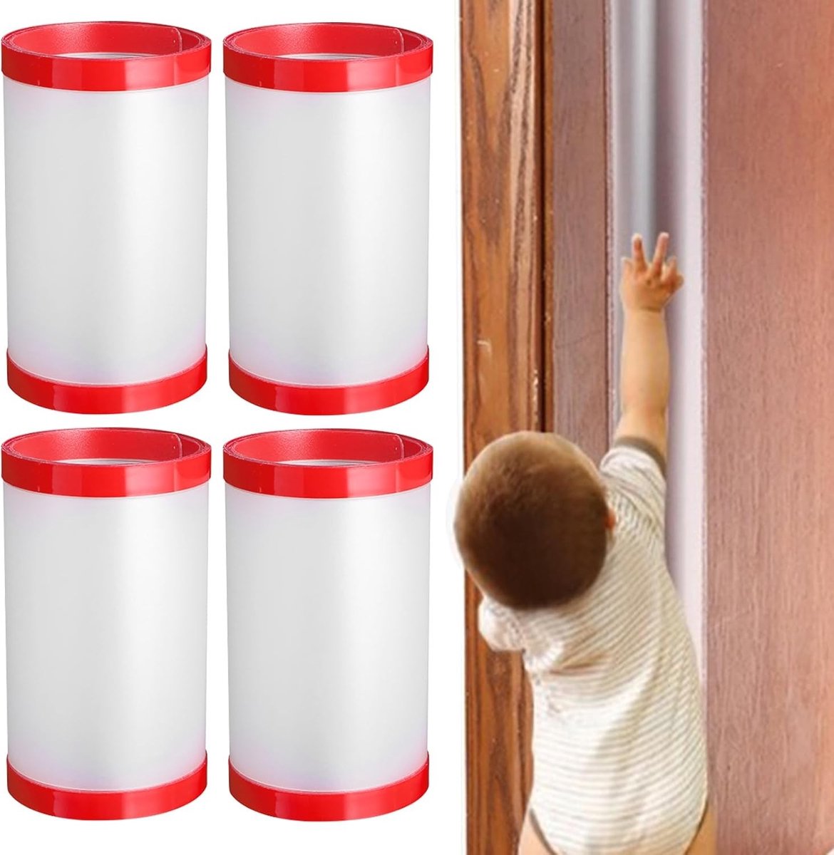 Vingerklembescherming voor deuren - 4 stuks, zelfklevend, gematteerd transparant, veilig voor kinderen, deurbescherming voor scholen en kleuterschool, 17 x 120 cm
