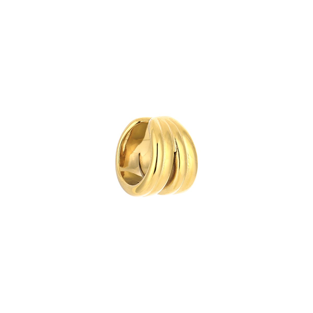 Stainless Steel Double Ridge Earcuff – Luxe Dubbele Earcuff – RVS - Goud