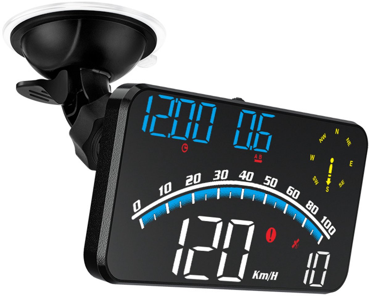 Intelligent LED-head-updisplay, hoge resolutie snelheidsalarm, multifunctionele GPS, universele 5V-autosnelheidsmeter, blauw