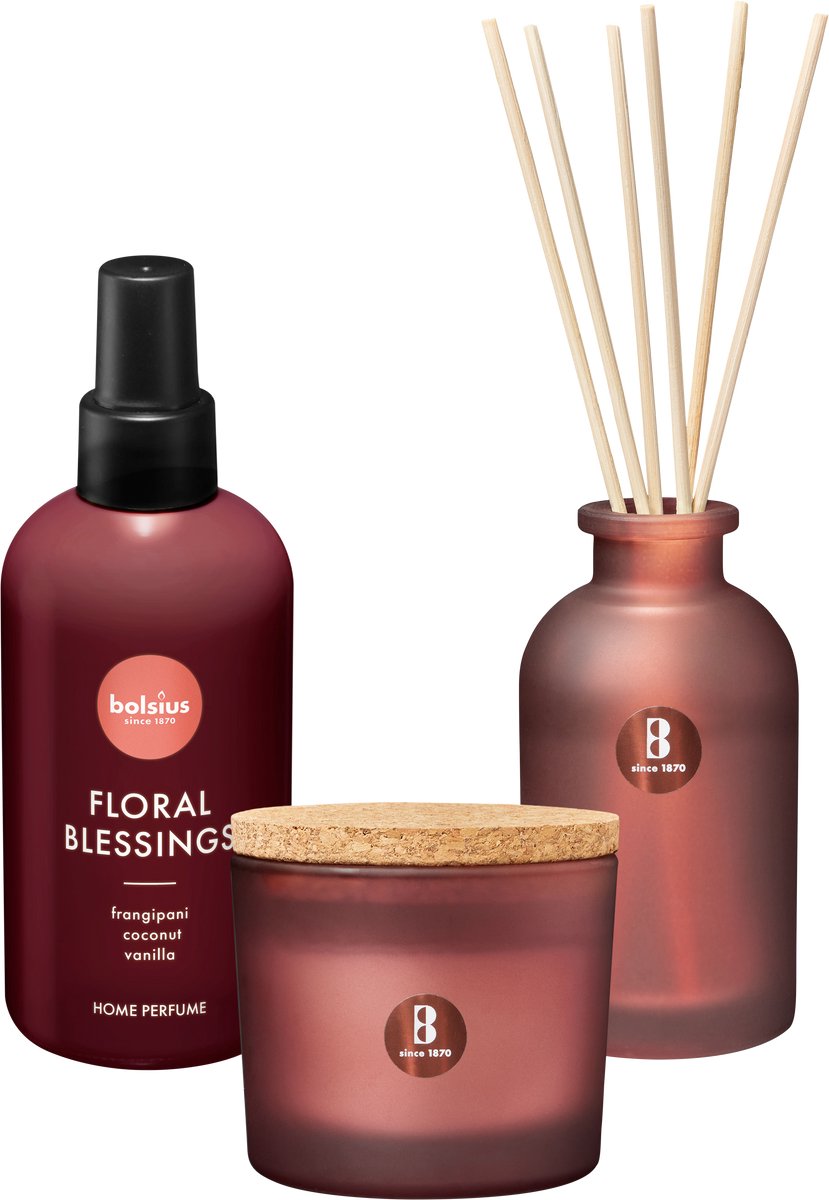 Bolsius - True Joy set - Geurkaars - Geurstokjes - Huisparfum - Floral Blessings