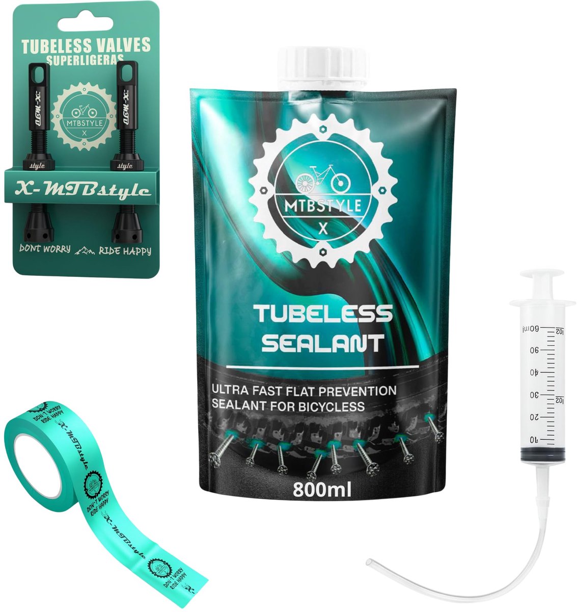 SnelShoppen - Pechvrije Tubeless Vloeistof voor Fiets, 800 ml, Bandreparatie voor MTB, Geschikt voor 29, 27,5, 26 Inch Banden tot 6 mm