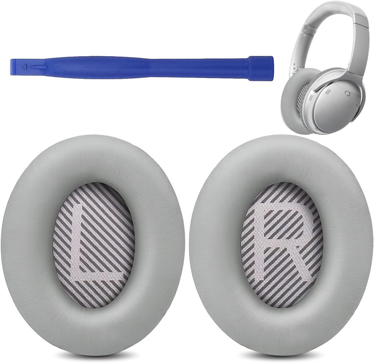 Zachte Oorkussens voor QuietComfort 35 & QC35 II Hoofdtelefoons, Geluidsisolerende Foam en Lijmstift (Grijs) - Comfort, Vervangingsonderdelen, Hoofdtelefoonaccessoires