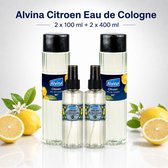 Alvina Citroen Eau de Cologne Mixset – 2 x 100 ml Spray + 2 x 400 ml – Verfrissende Citroengeur – Voordeelverpakking - Alvina Limon Kolonyasi Set - Alvina Lemon Cologne