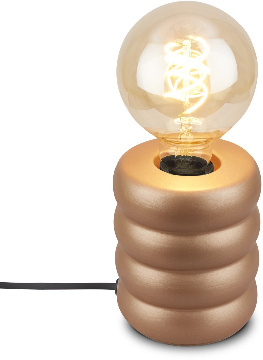 BRILONER Foam – Tafellamp met keramiek – E27 Fitting – bedlamp met kabelschakelaar – koffie – Ø10 x 12 cm