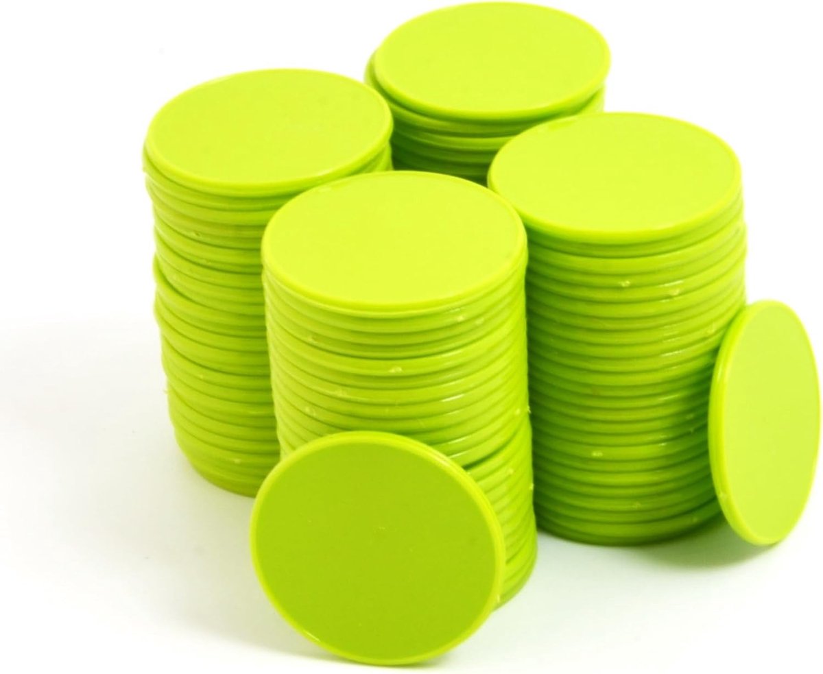 Opaque Plastic Poker Chips Spel Tokens met Opbergdoos - Lichtgroen, 32mm, 100 Stuks voor Spellen en Toernooien