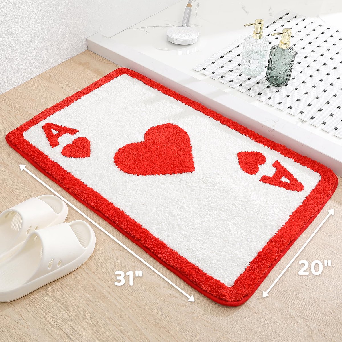 SnelShoppen - Grappige Poker Badkamermat - Schoppenaas, Extra Zacht, Absorberend, Machinewasbaar, Antislip Badmat voor Bad, Douche en Badkamer, 20 x 3