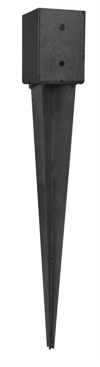 Paalhouder met punt Zwart Gecoat 10,1 x 10,1 x 75 cm | Per Stuk
