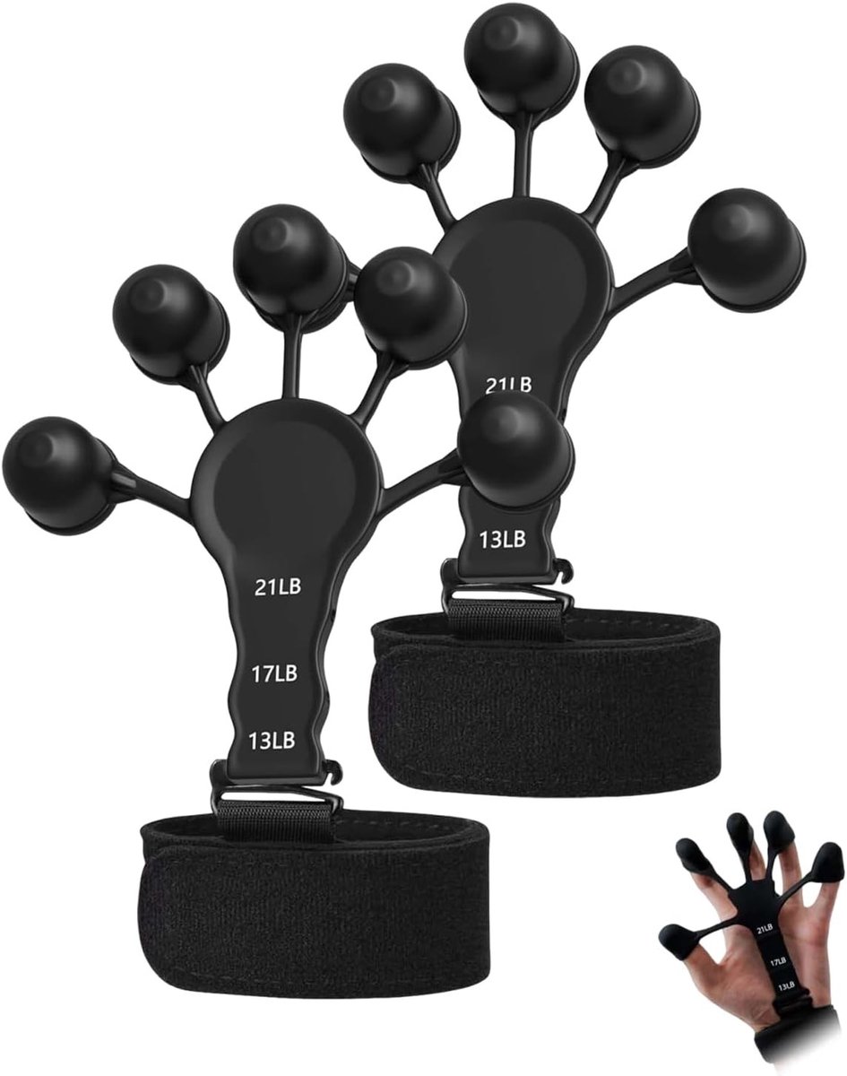Set van 2 Vingertrainers met Instelbare Weerstanden voor Gitaristen - Verbeter Grip, Verminder Vermoeidheid en Ondersteun Gewrichtsflexibiliteit