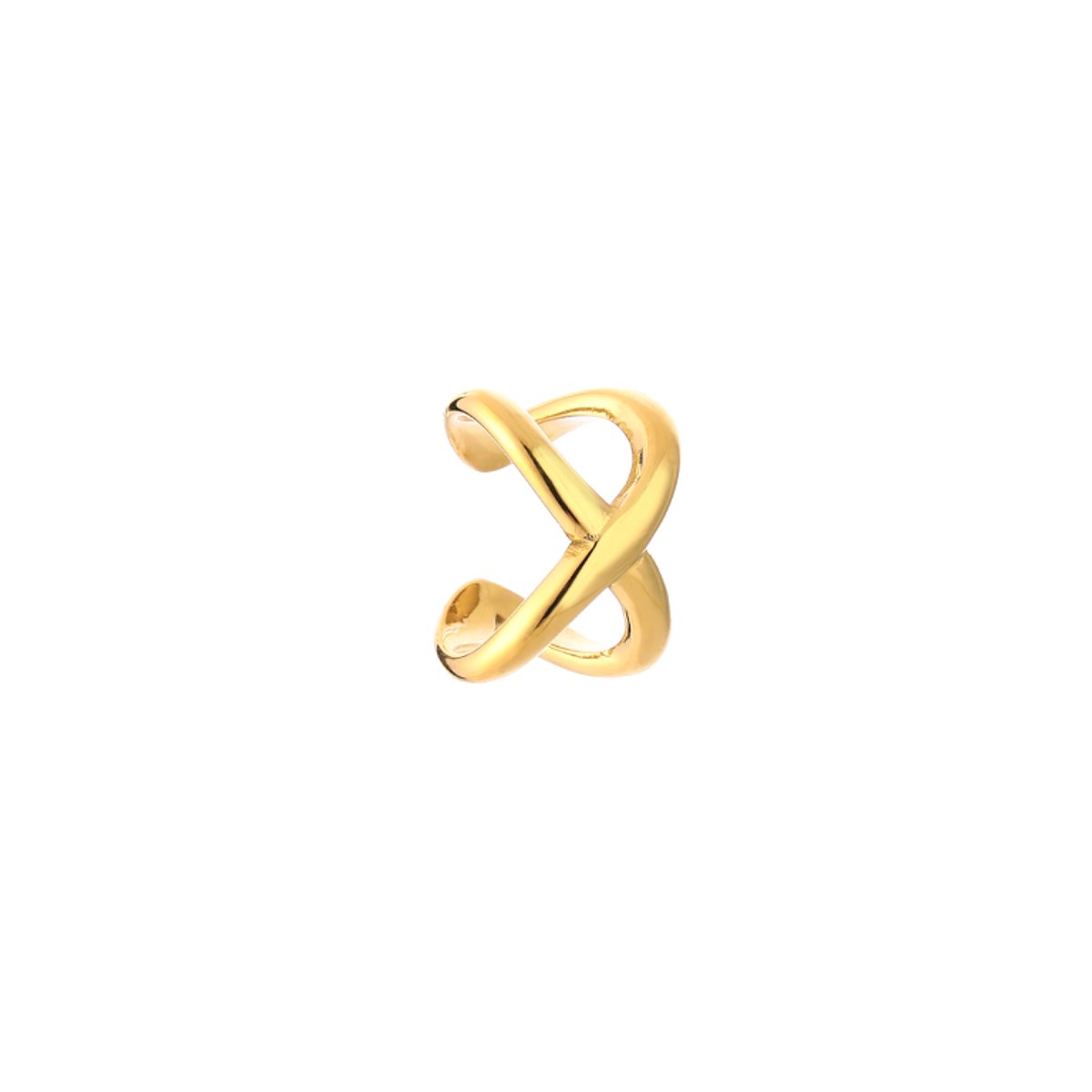 Stainless Steel Criss-Cross Ear Cuff – Luxe Gekruiste Earcuff – RVS - Goud