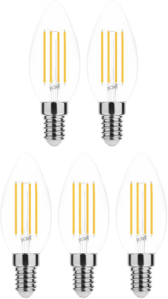 Modee E14 LED Filament Lamp Dimbaar - 5.9W 806LM 2700K - Warm Wit - LED Filament Kaarslamp C37 - 5 stuks