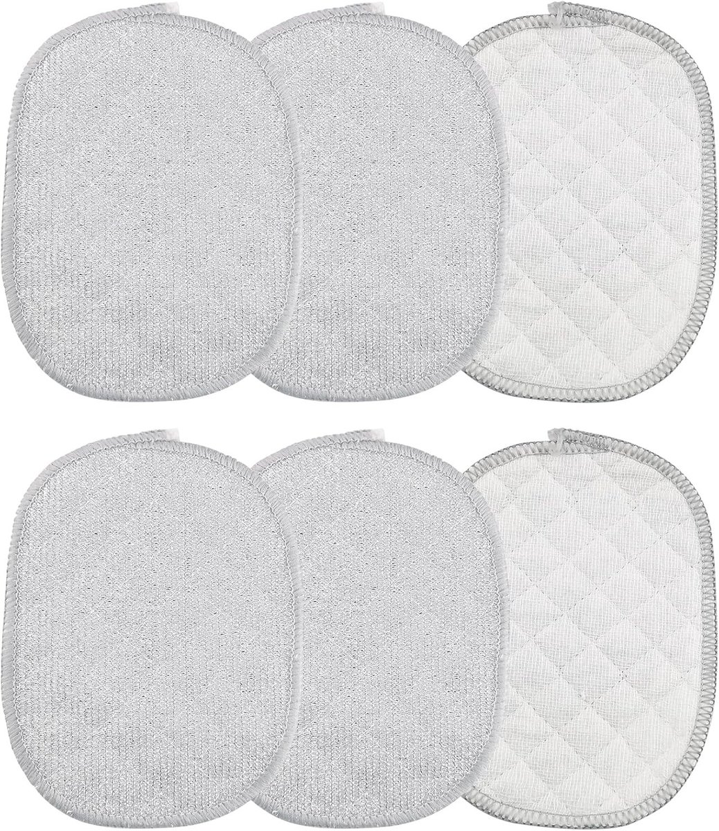 Wasbare afwasspons, 6 stuks, multifunctionele draadreinigingsdoeken voor keuken, badkamer en vaatwerk, herbruikbare en krasbestendige vaatdoeken voor potten en pannen