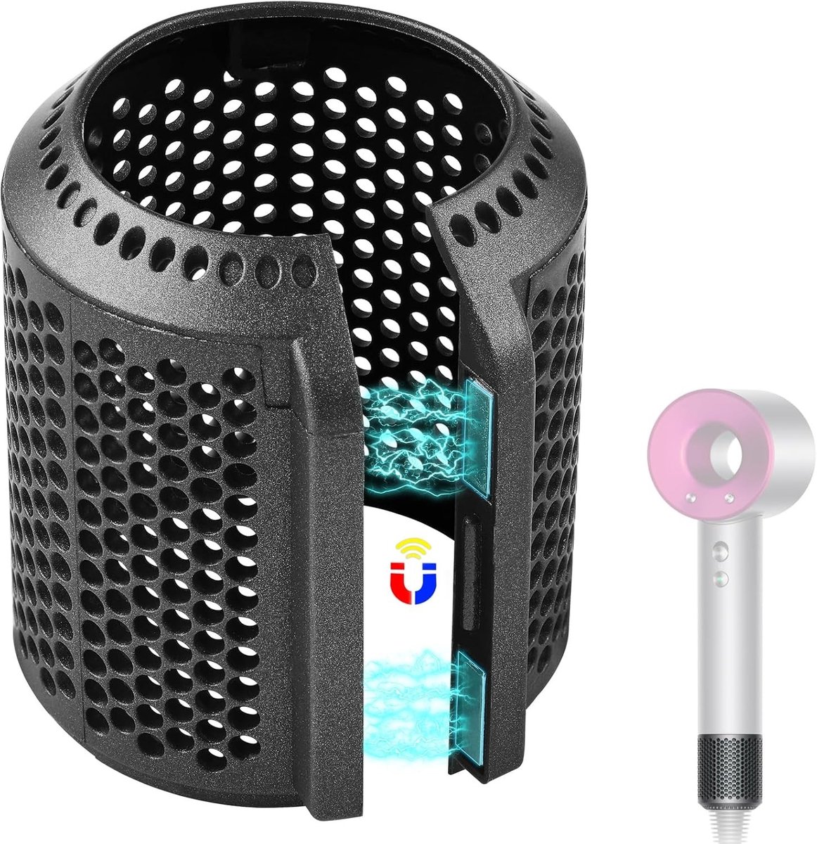 Magnetische Filtercover voor Haarföhn - Vervangingsonderdeel voor Dyson Supersonic HD01 HD03 HD08 HD15 - Bescherming, Filter, Accessoires (Grijs)
