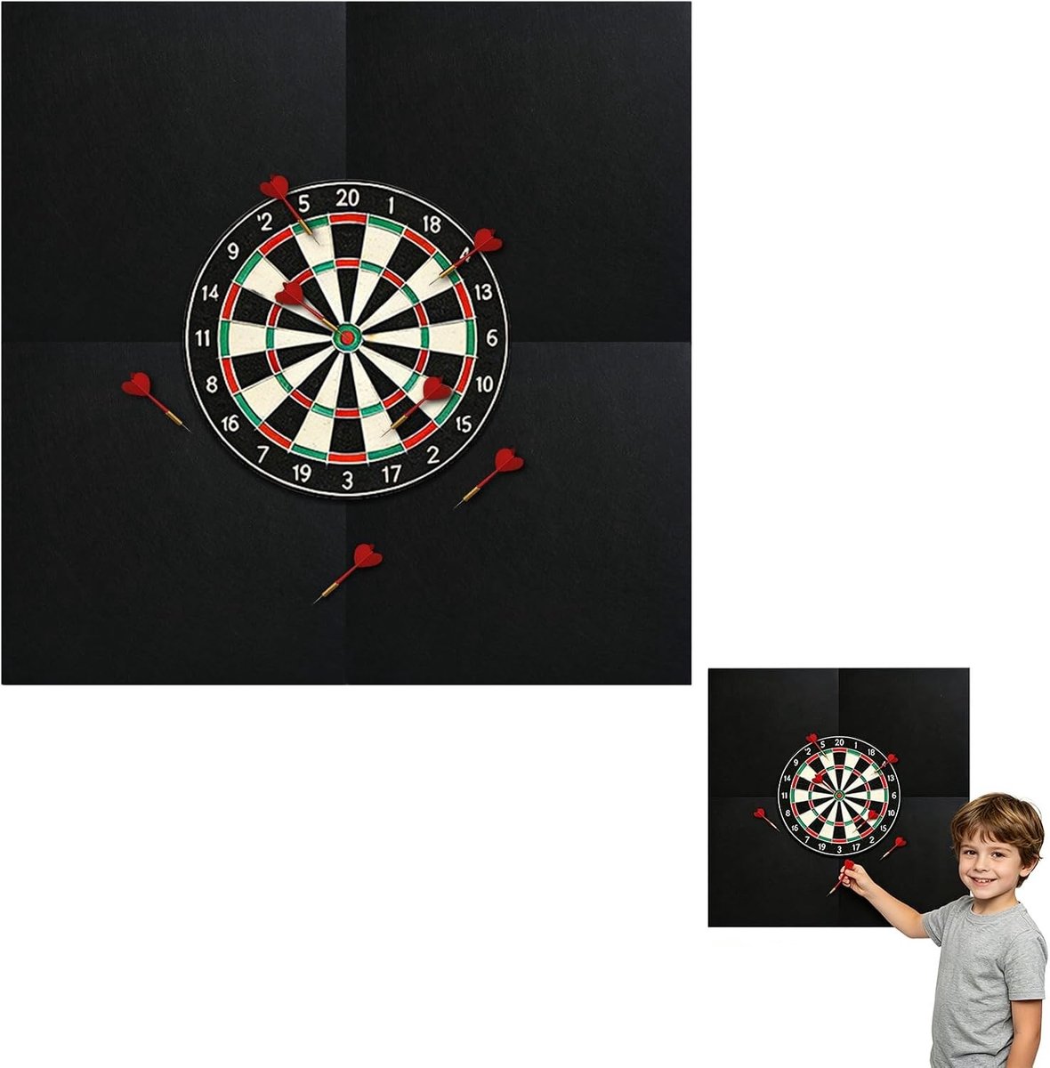 Dartsurround Beschermmat voor Dartbord, Zwart, 600 x 600 x 12 mm, Wandbescherming, Zelfklevende Rand, Hoge Dichtheid EVA, Darts Accessoires voor Thuis en Verenigingen
