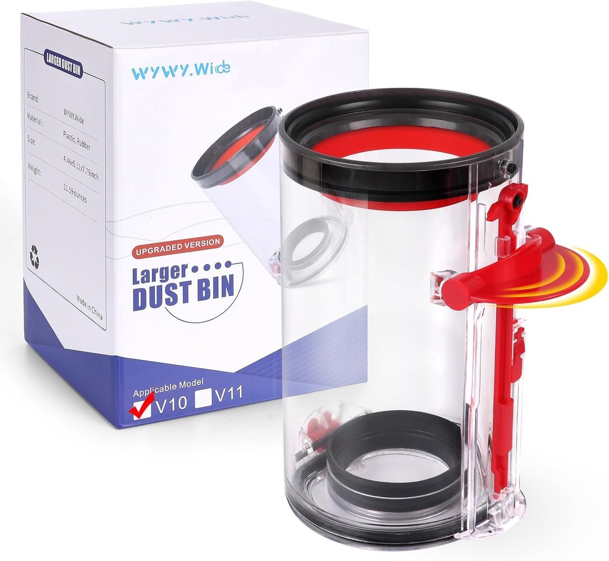 Vervangende Grote Stofcontainer voor Dyson V10 SV12 Stofzuiger, Verbeterde Accessoire voor Efficiënt Stofbeheer, Onderdeelnummer 969509-01