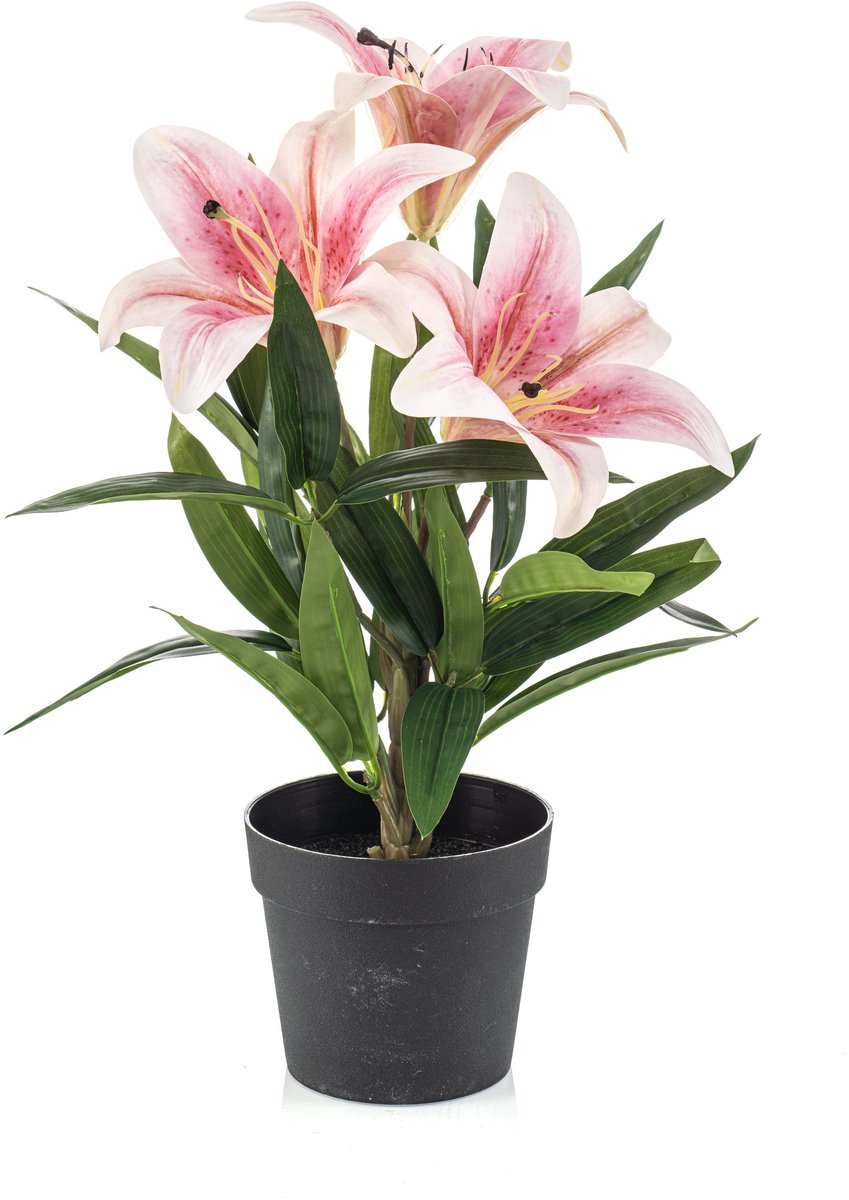 Emerald Kunstplant Lelie in pot roze 33cm - Kunstplant voor binnen