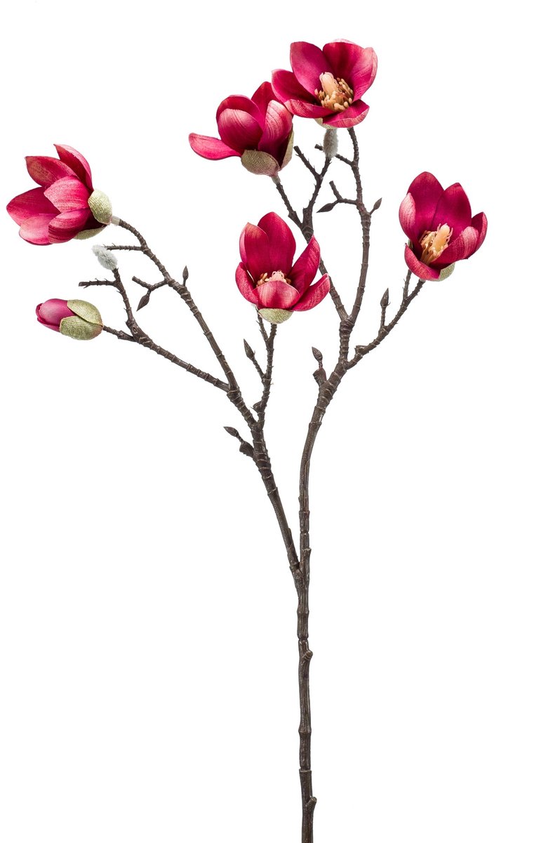 Emerald Kunstbloem Magnolia mini 65cm donkerroze - Kunstplant voor binnen