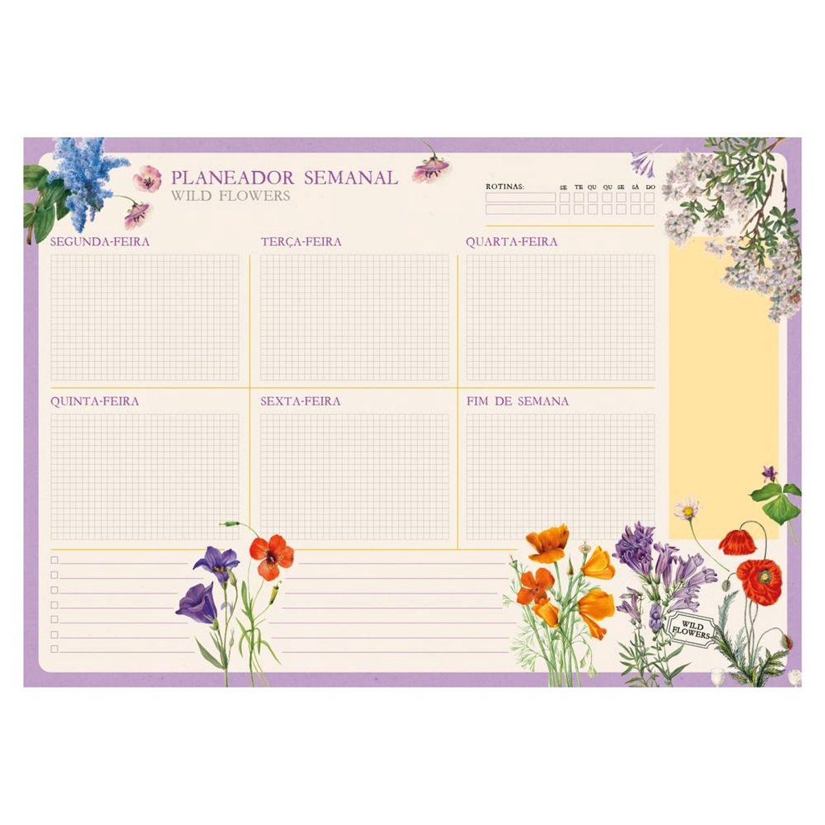 Grupo Erik - Wild Flowers A3 Weekly In Portuguese Planner - Multicolours