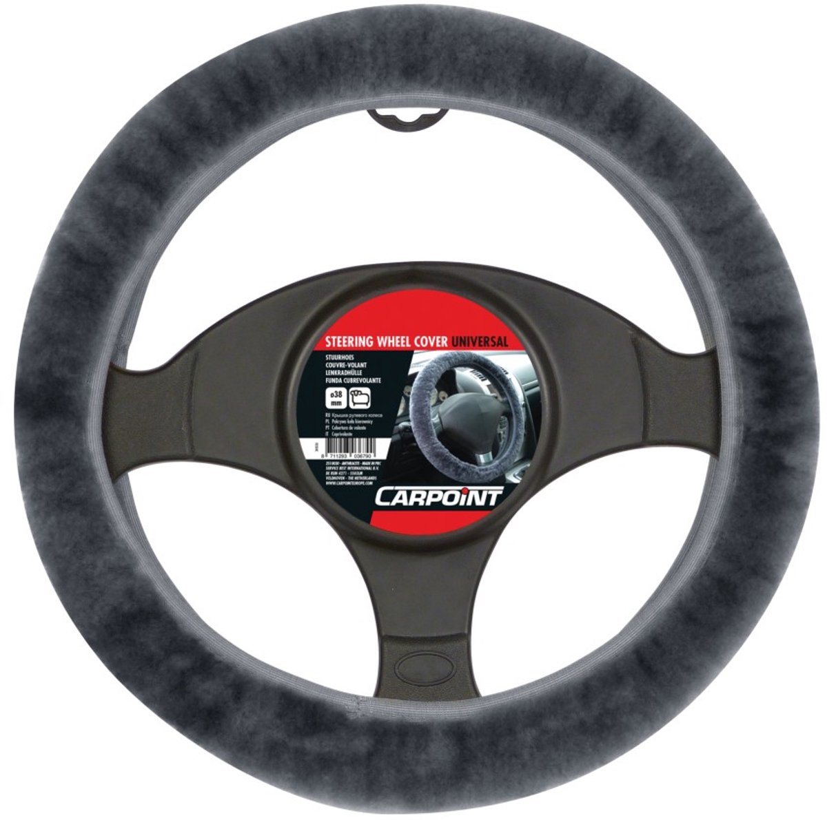 Carpoint Stuurhoes Auto - Schapenvacht Antraciet - Voor sturen met een diameter van 37-39 cm – foto 7