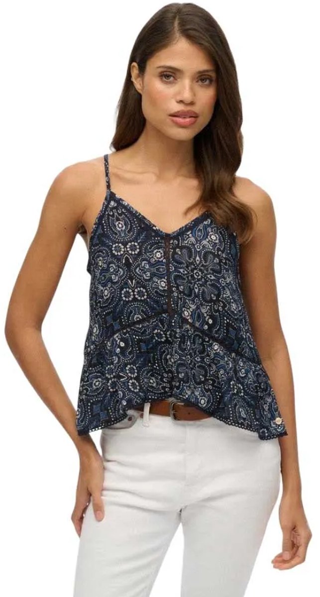 Superdry Ladder Trim camitop Dames Tops Marineblauw