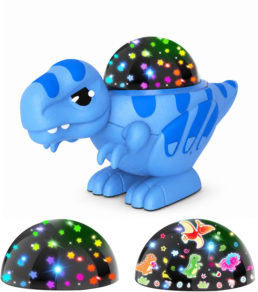 Dinosaurus Nachtlamp Projector - 360° Draaibaar met 2 Films - Blauw - voor Kinderen 1-10 Jaar - Cadeau voor Meisjes & Jongens - 1 Set